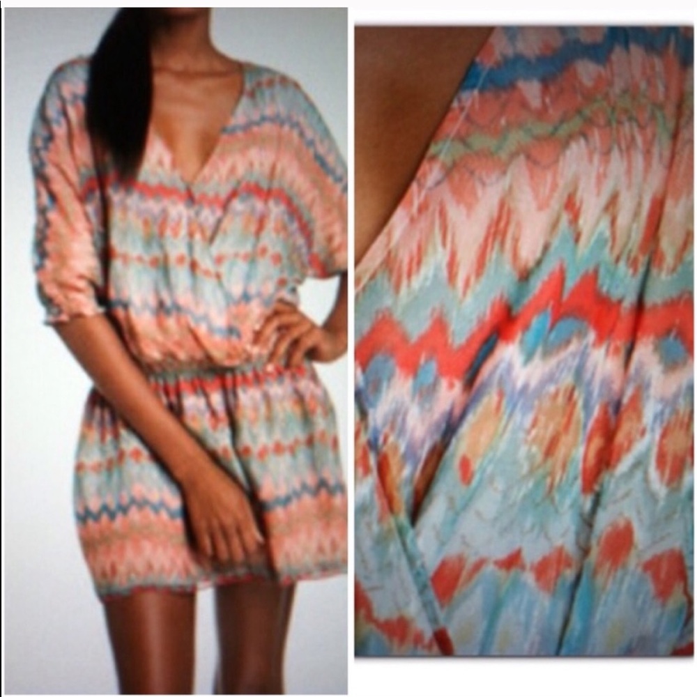 Haute Hippie Watercolor Print Silk Mini Dress